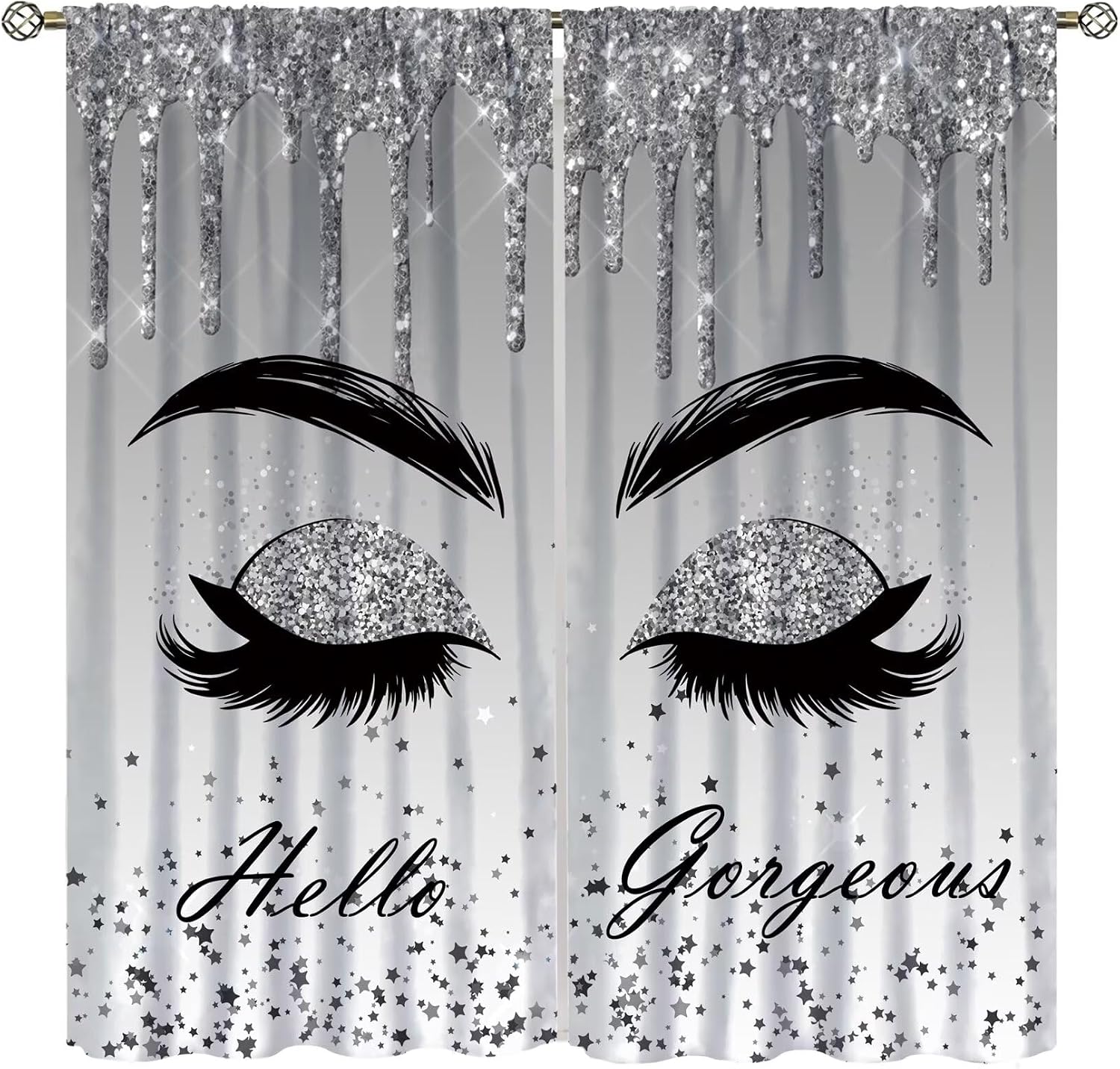 Beauty Makeup Filter - Zilveren glitter druppel wimpers gordijn schoonheid