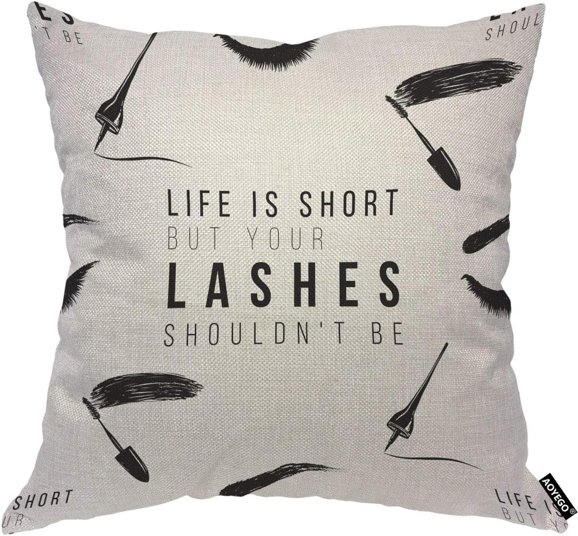 Beauty Makeup Quotes Short - Grappige wimpers quote kussenhoes, het leven
