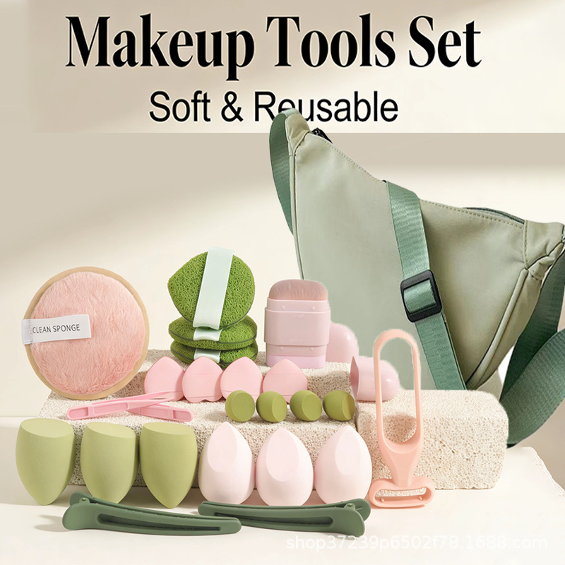Beauty Makeup Tools Set - Stijlvolle Dumpling Bag met 23-delige groene