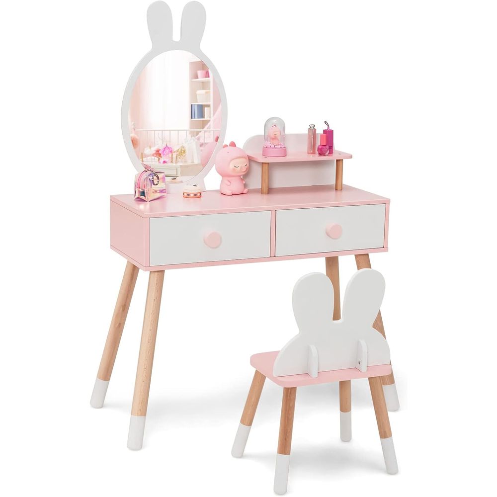 Beauty Makeup Set For Kids - EY Kids Vanity, houten make-uptafel en