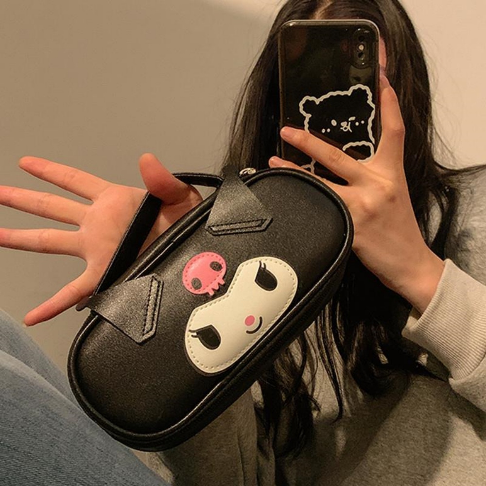 Beauty Makeup Edit - Originele Sanrio Kuromi Zwarte PU Cosmetiktas